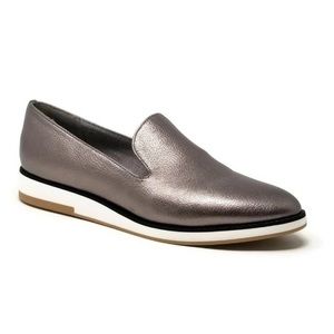 Com & Sens silver metallic loafer wedges 8